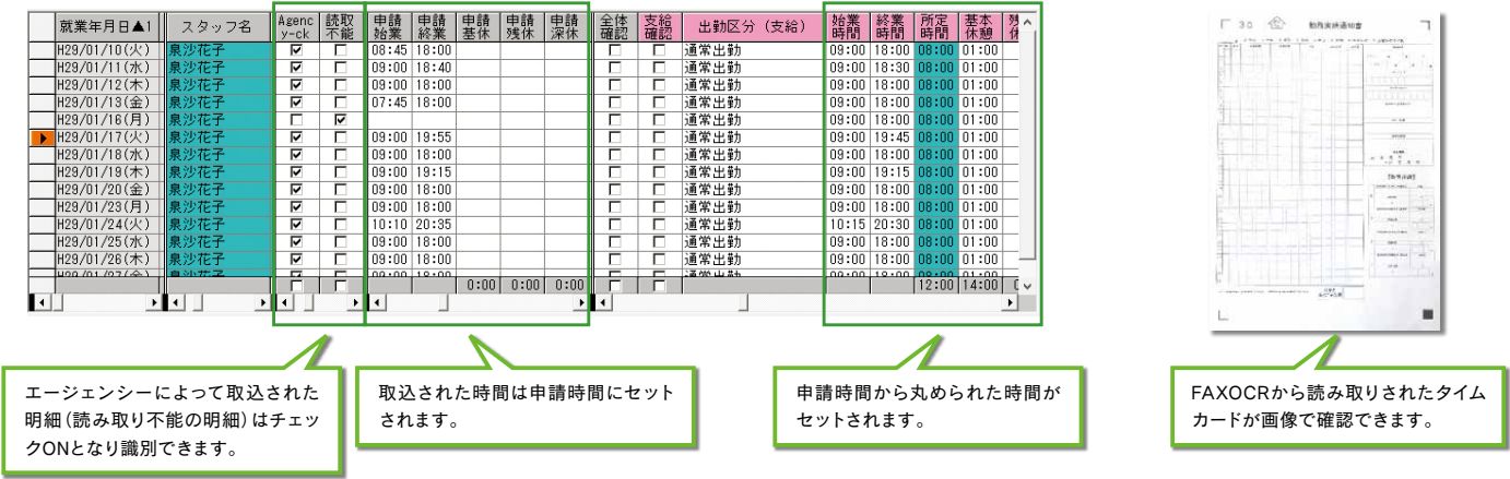 エージェンシーによって取込された明細（読み取り不能の明細）はチェックONとなり識別できます。